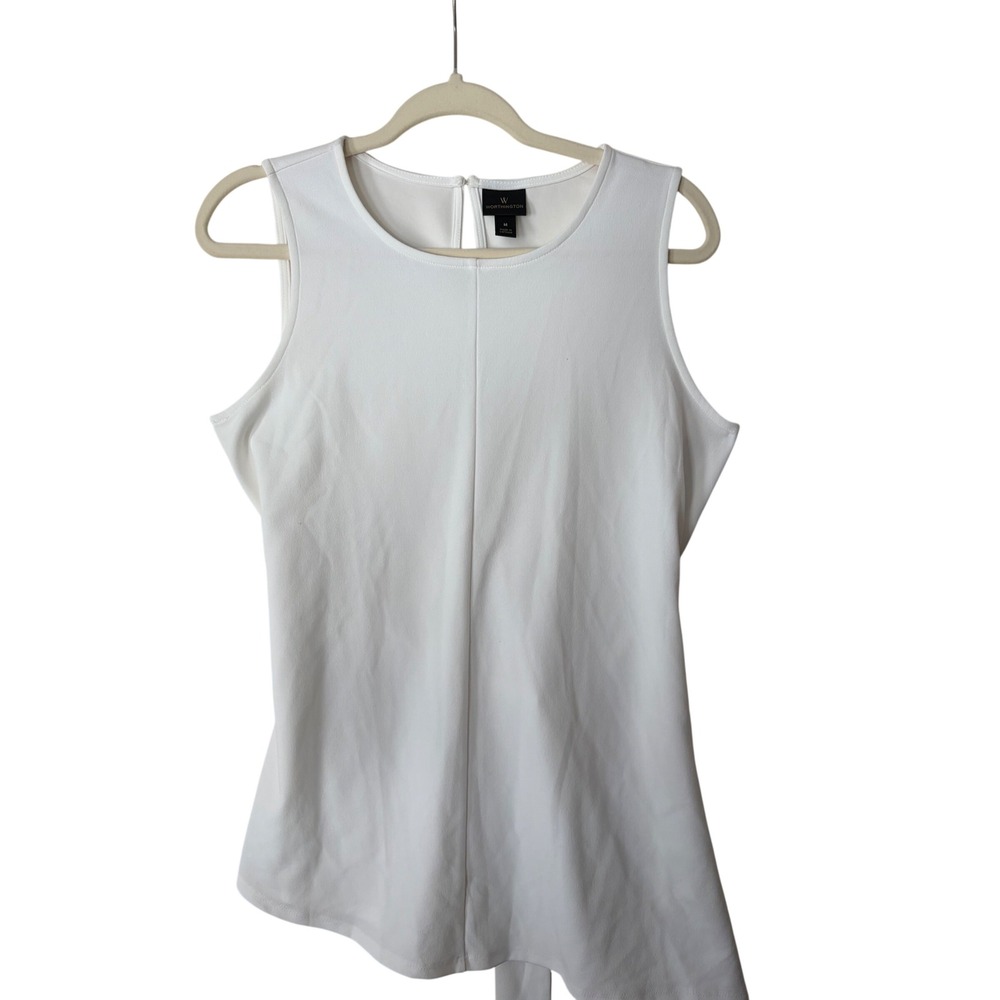 Worthington White Sleeveless Asymmetrical Tie Back Blouse Top Medium NWT